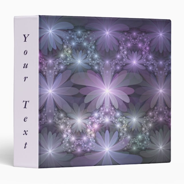 Bed of Flowers Trendy Shiny Abstract Fractal Text 3 Ring Binder (Front/Spine)