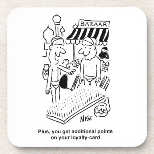 Bed of Nails at a Bazaar Cartoon Beverage Coaster