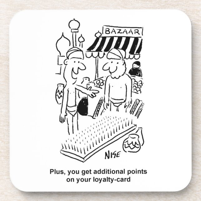 Bed of Nails at a Bazaar Cartoon Beverage Coaster (Front)