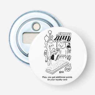 Bed of Nails at a Bazaar Cartoon Bottle Opener