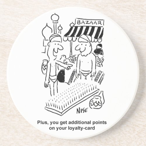 Bed of Nails at a Bazaar Cartoon Coaster