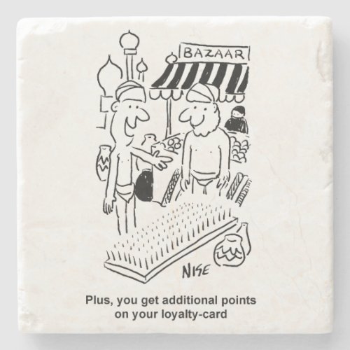 Bed of Nails at a Bazaar Cartoon Stone Coaster