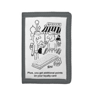 Bed of Nails at a Bazaar Cartoon Tri-fold Wallet