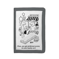 Bed of Nails at a Bazaar Cartoon Trifold Wallet