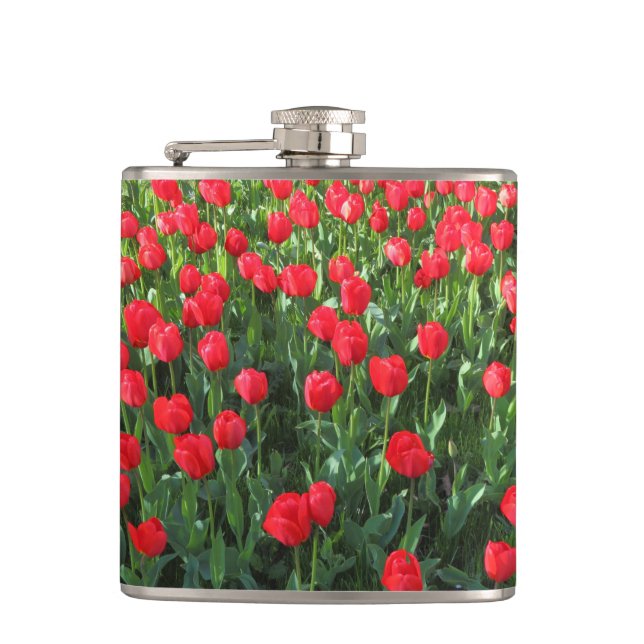 Bed of Red Tulips 01 Flask (Front)