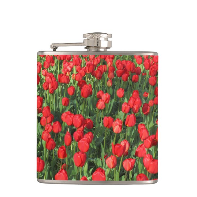 Bed of Red Tulips 02 Flask (Front)