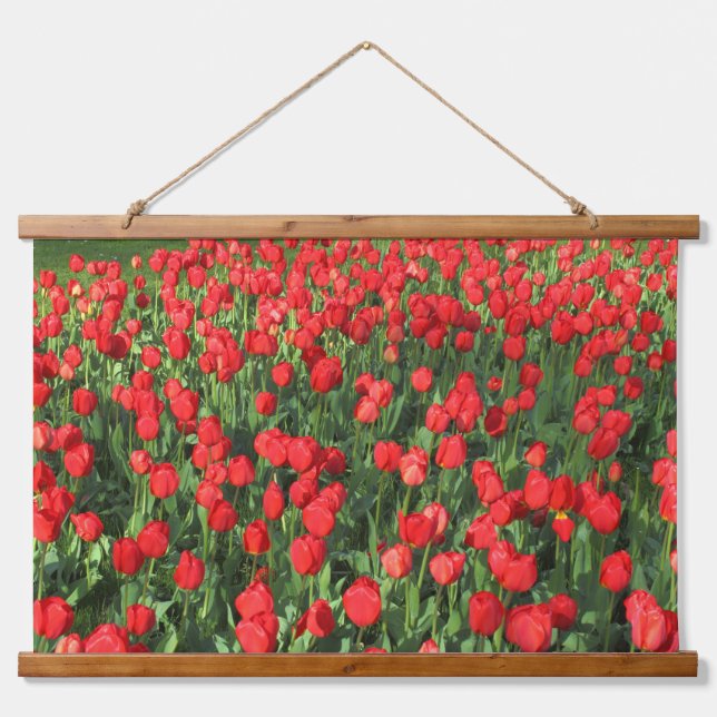 Bed of Red Tulips 02 Hanging Tapestry (Front)