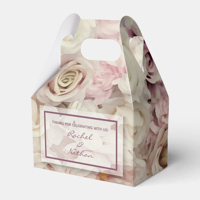 Bed of Roses Gable Box Wedding Favors (Front Side)
