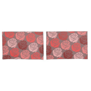 Bed of Roses, Monochrome Brilliant Pink Pillowcase