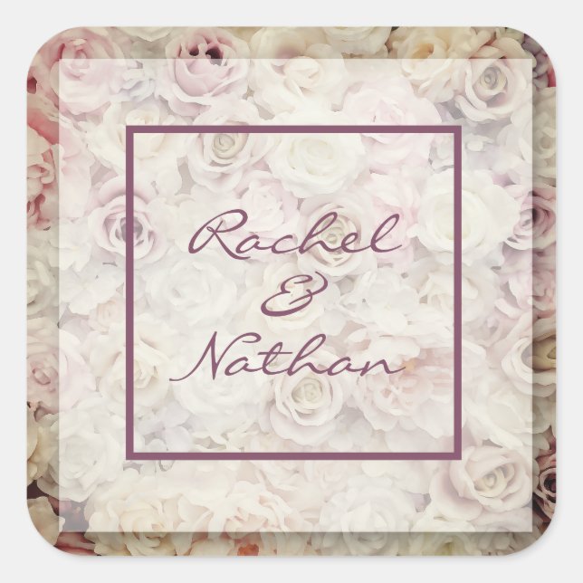 Bed of Roses Wedding Favor Stickers (Front)