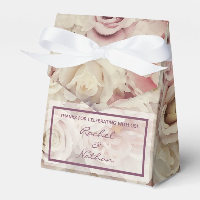 Bed of Roses Wedding Favor Tent Style Boxes (Front Side)