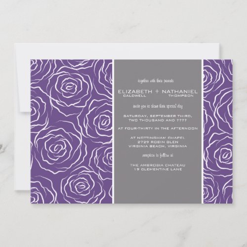 Bed of Roses Wedding Invitation - plum
