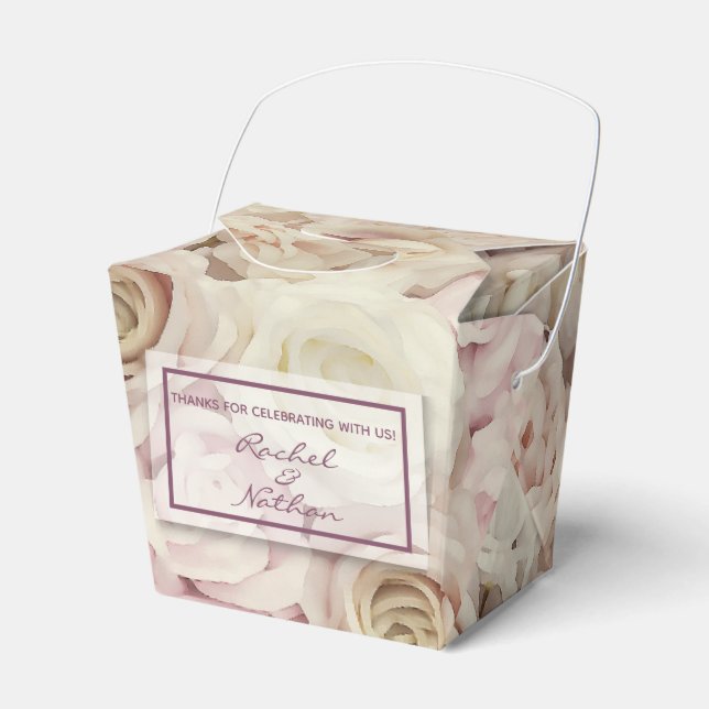 Bed of Roses Wedding Take Out Favor Boxes (Front Side)