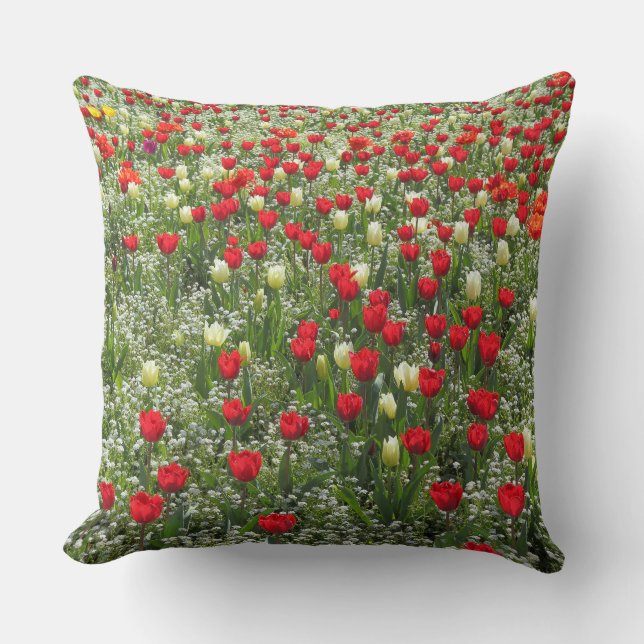 Bed of Tulips Throw Pillow (Front)
