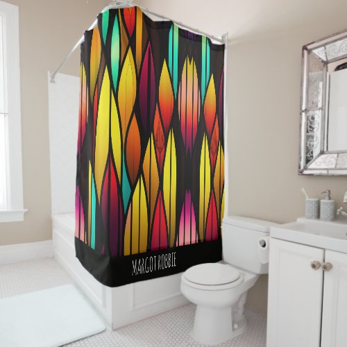Bed Stained Glass cattails Mosaic Pattern Shower Curtain
