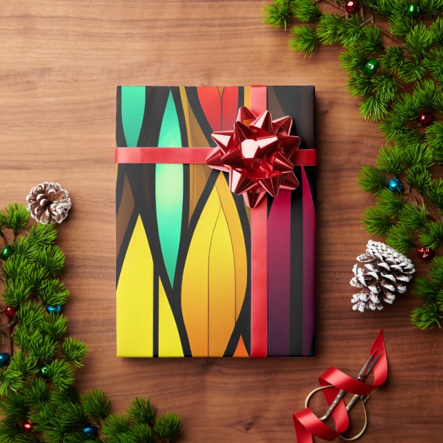 Bed Stained Glass cattails Mosaic Pattern Wrapping Paper (Holiday Gift)