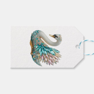 Bedazzled Diamond Swan Gold Crystal Bling Gift Tags