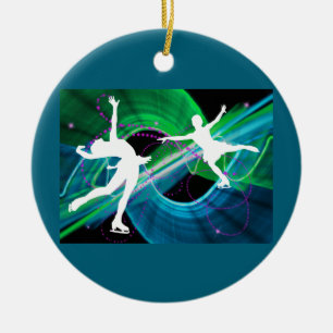 Bedazzled Figure Skaters Ice Skating Ceramic Ornament
