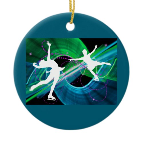 Bedazzled Figure Skaters Ice Skating Ceramic Ornament