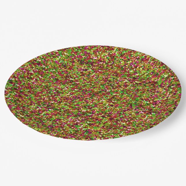 Bedazzled Sparkles-Pink-Green-PAPER PLATES (Angled)