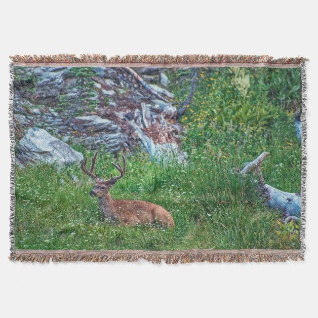 Bedded Buck Throw Blanket (Front)