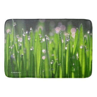 Bedewed Wheatgrass in the Morning Light Bathroom Mat