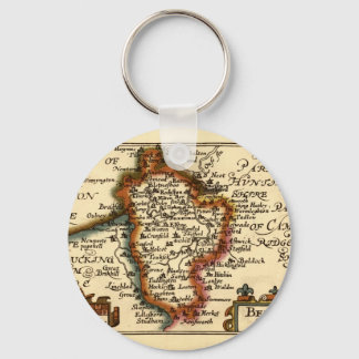 Bedfordshire County England Old Antiquarian Map Keychain