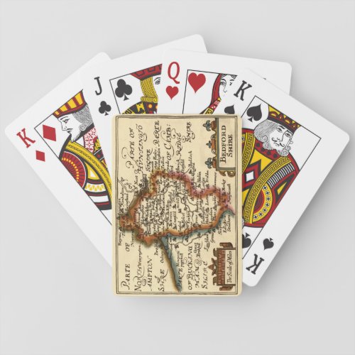 Bedfordshire County England Old Antiquarian Map Playing Cards