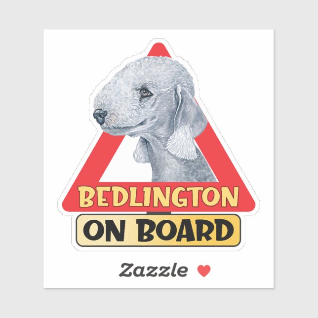 Bedlington On Board Terrier Dog Red Traffic Sign Sticker (Sheet)