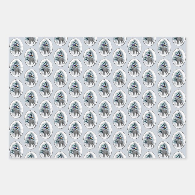 Bedlington Terrier Christmas Wrapping Paper Sheets (Front)