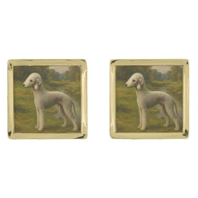 Bedlington Terrier Cufflinks (Front)