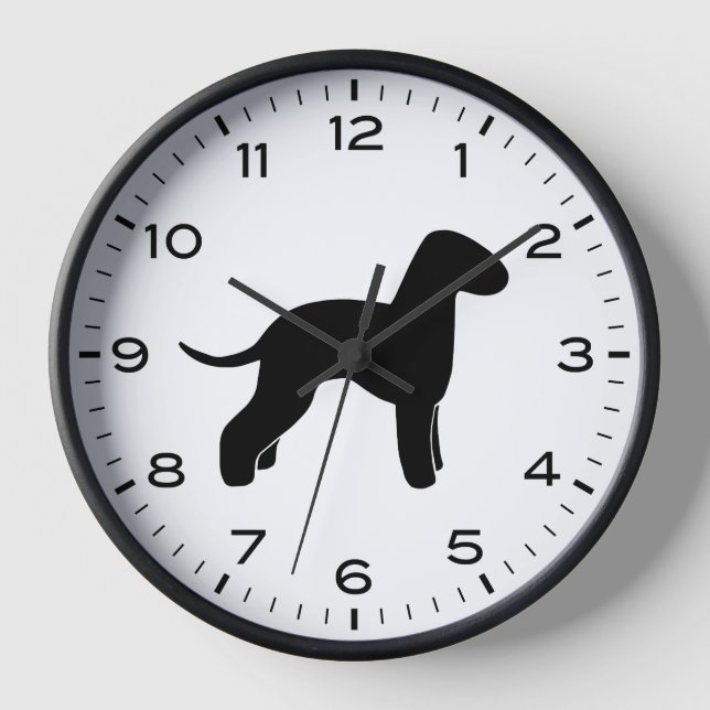 Bedlington Terrier Dog Breed Silhouette Clock (Front)