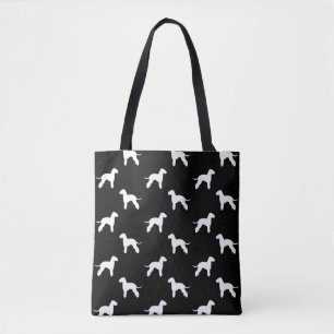 Bedlington Terrier Dog Breed Silhouettes Patterned Tote Bag