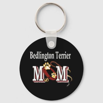 Bedlington Terrier Dog Mom Keychain by DogsByDezign at Zazzle