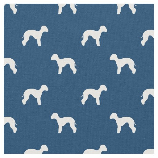 bedlington terrier dog navy blue silhouette fabric