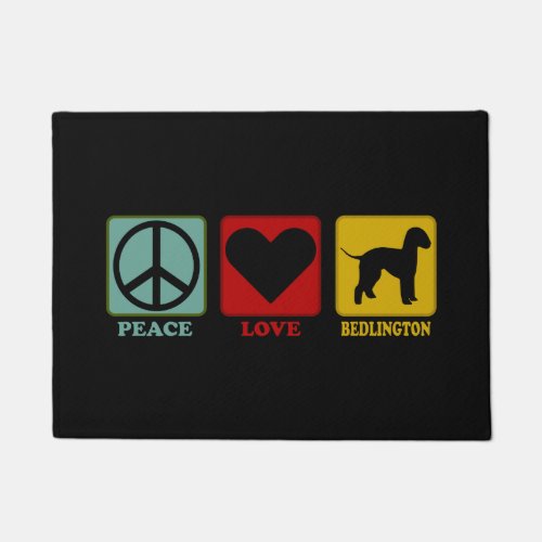 Bedlington Terrier Dog Peace Love Gift for Owner Doormat