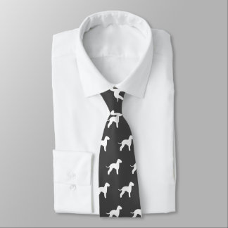 Bedlington Terrier Dog Silhouettes Pattern Grey Neck Tie
