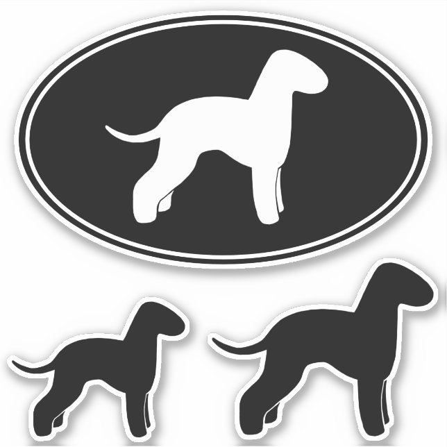 Bedlington Terrier Dog Silhouettes Sticker Set (Front)