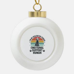 Bedlington Terrier Emotional Support Human Vintage Ceramic Ball Christmas Ornament