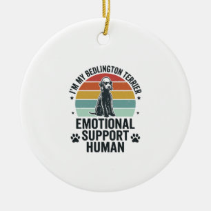 Bedlington Terrier Emotional Support Human Vintage Ceramic Ornament
