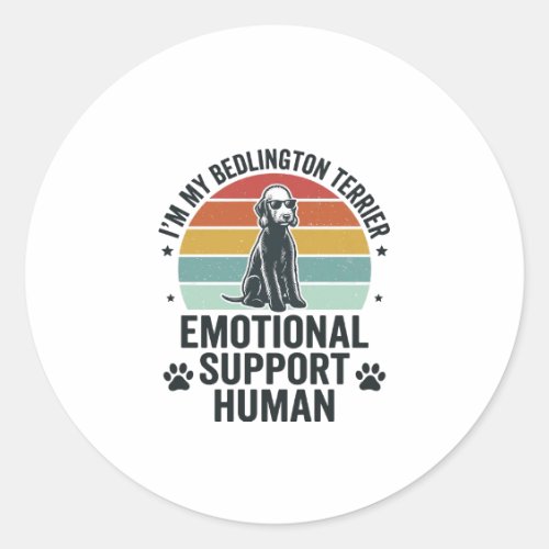 Bedlington Terrier Emotional Support Human Vintage Classic Round Sticker