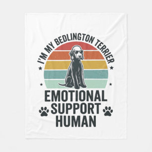 Bedlington Terrier Emotional Support Human Vintage Fleece Blanket
