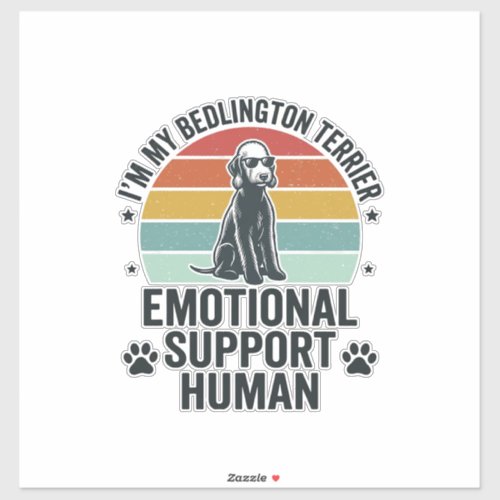 Bedlington Terrier Emotional Support Human Vintage Sticker