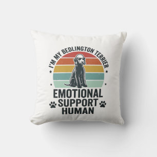 Bedlington Terrier Emotional Support Human Vintage Throw Pillow