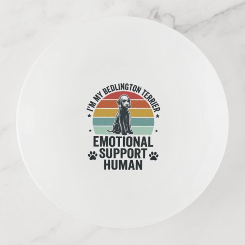 Bedlington Terrier Emotional Support Human Vintage Trinket Tray