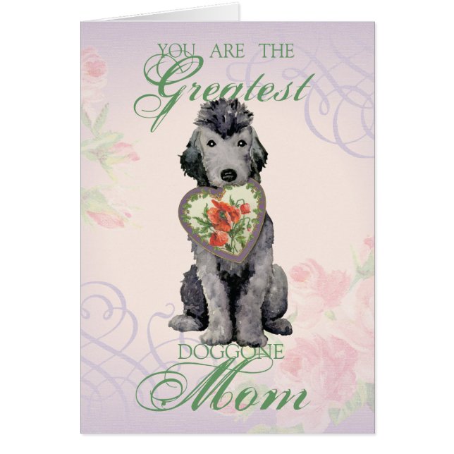 Bedlington Terrier Heart Mom Greeting Card (Front)