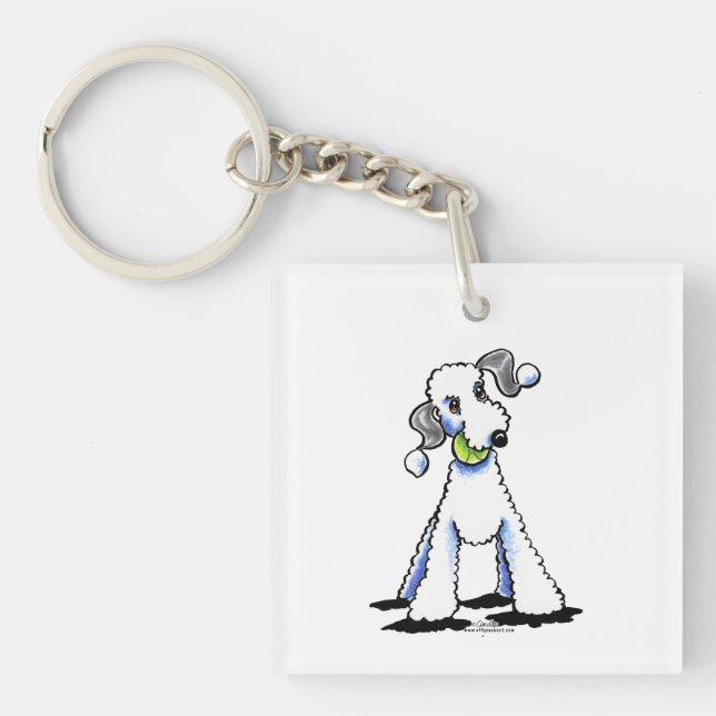 Bedlington Terrier Let's Play Keychain (Front)