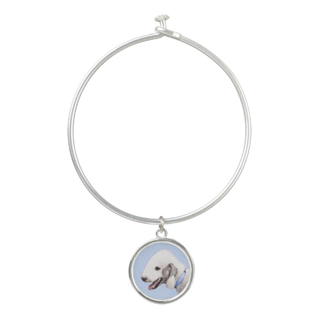 Bedlington Terrier Painting - Original Dog Art Bangle Bracelet (Front)
