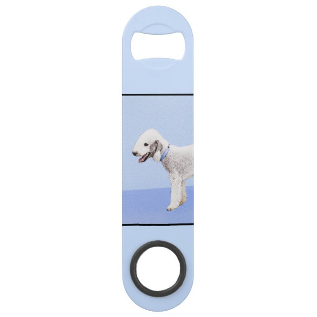 Bedlington Terrier Painting - Original Dog Art Bar Key (Back)