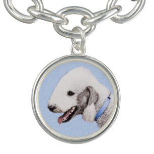 Bedlington Terrier Painting - Original Dog Art Bracelet